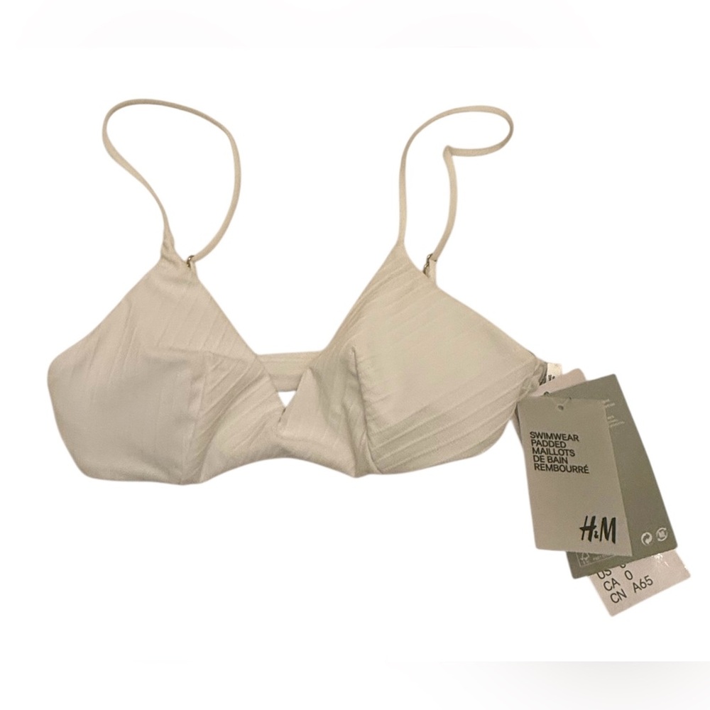 H&M Cream Padded Swimwear Bikini Top Size US 0 NWT